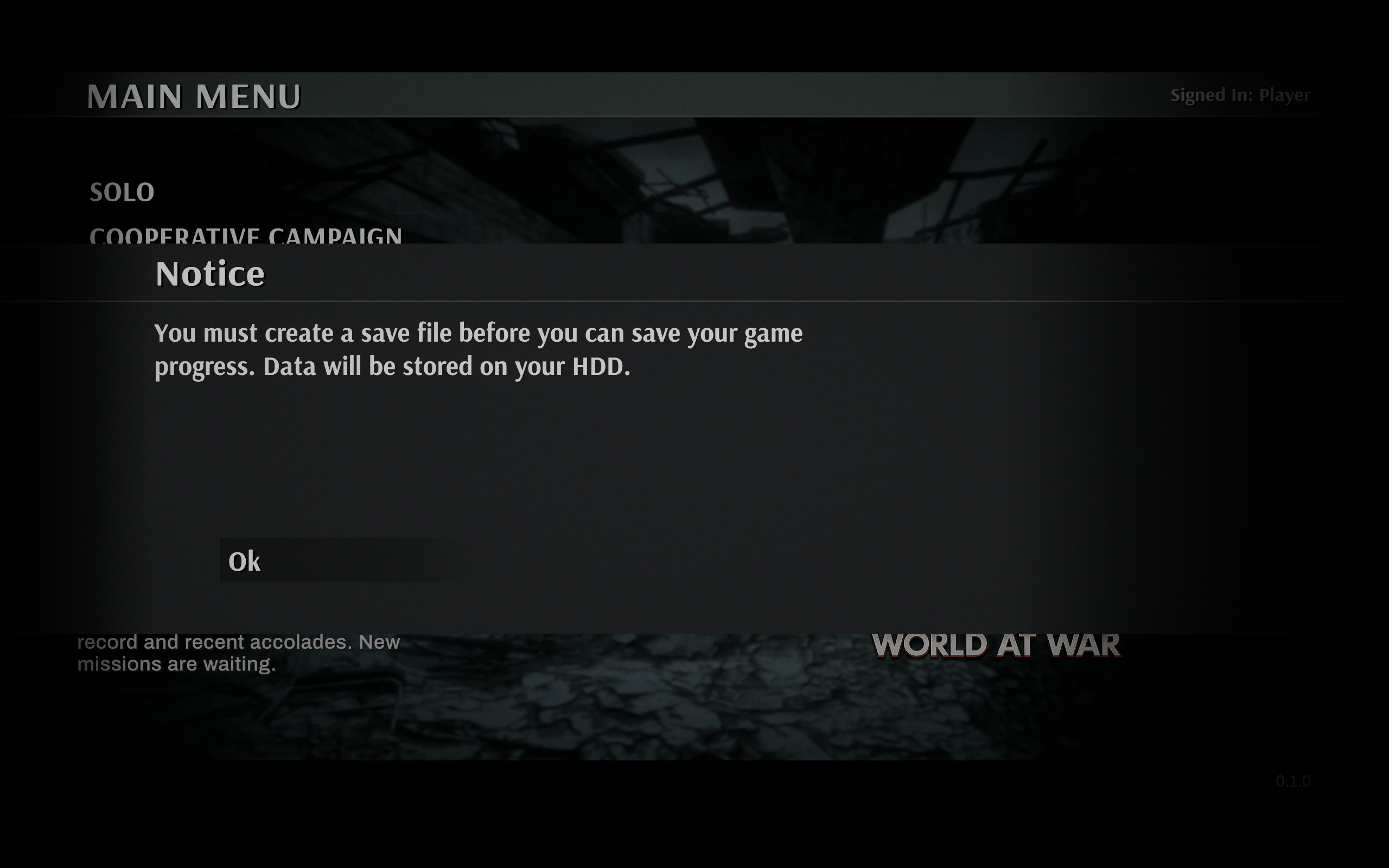 Notice modal over screen stack