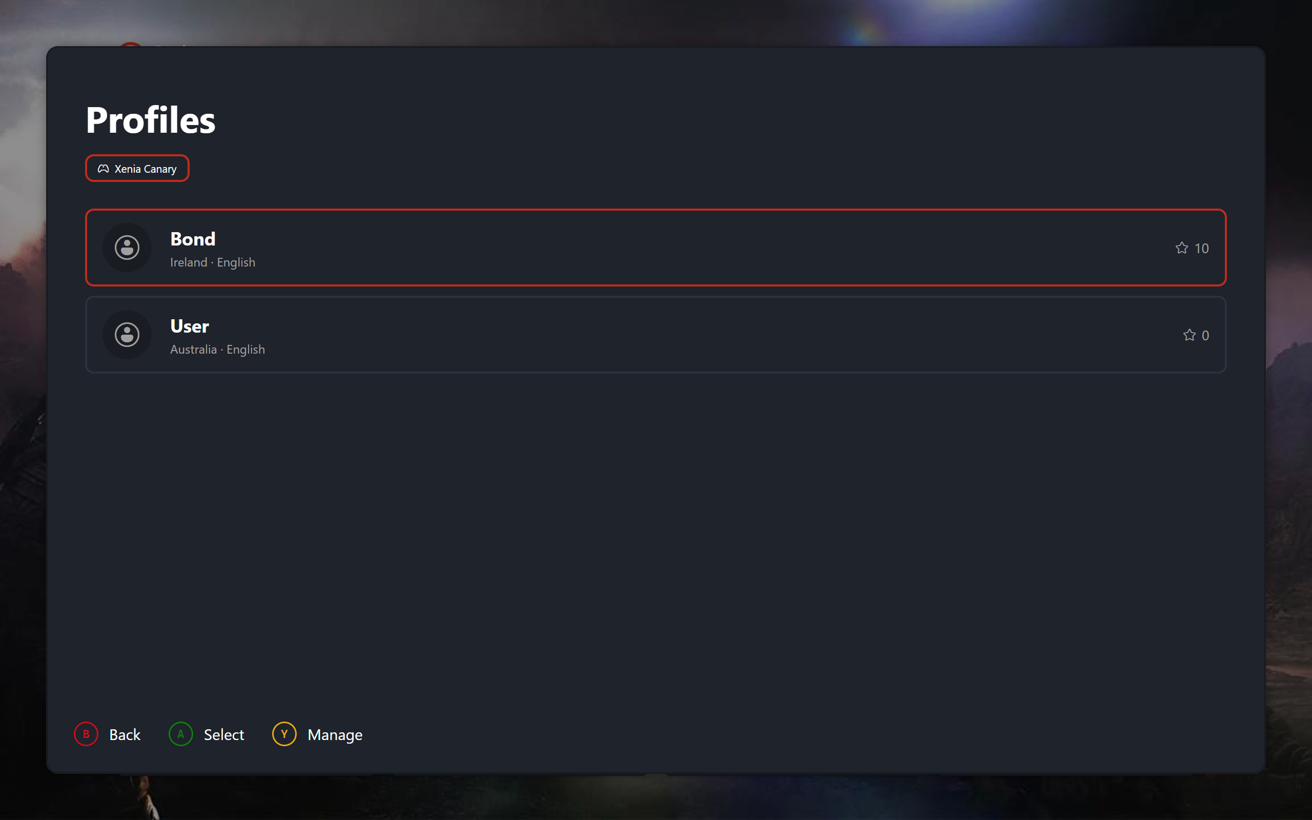 Profile selection